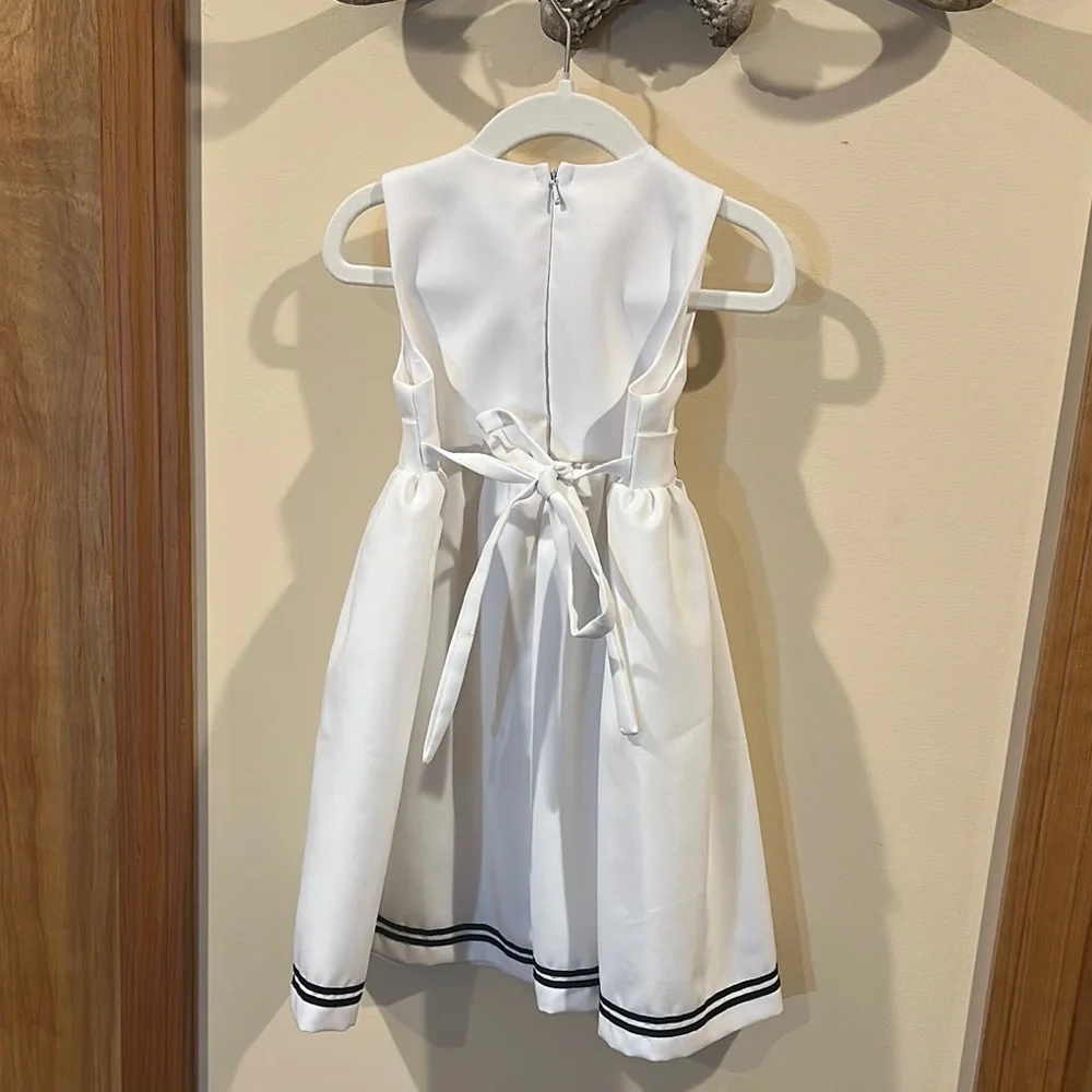 White Sleeveless A-Line Dress with Pleated Embellishments